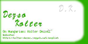 dezso kolter business card